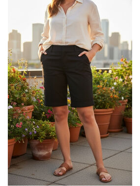 Torrid Black Bermuda Shorts Size 12 Tailored Mid Rise Stretch Cuffed